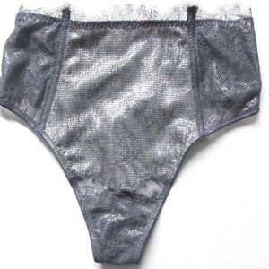 Victoria's Secret Chantilly Lace High Waist Shimmer Foil Thong Panty Size S
